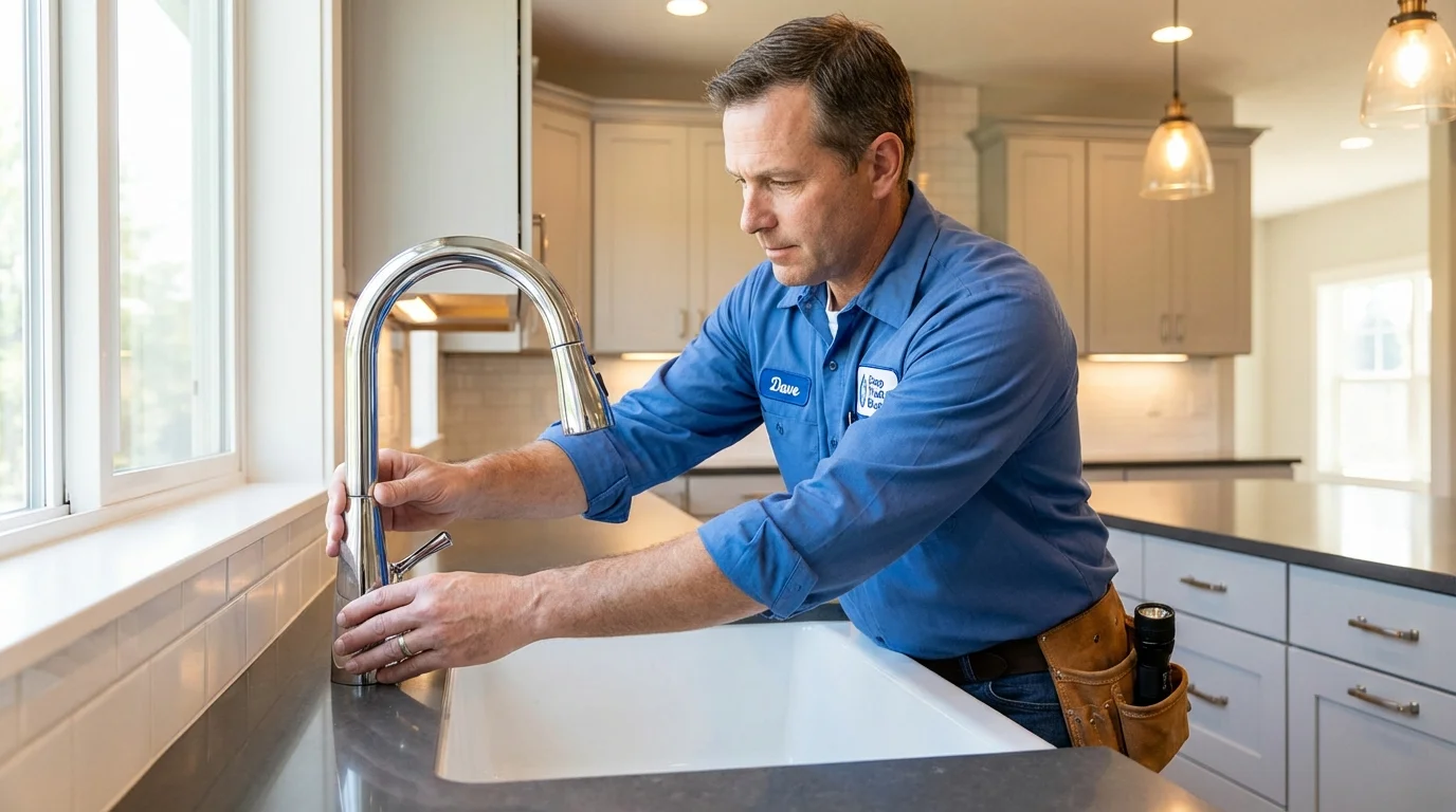 Kitchen faucet installation by Johns Plumbing LLC in Brookline
